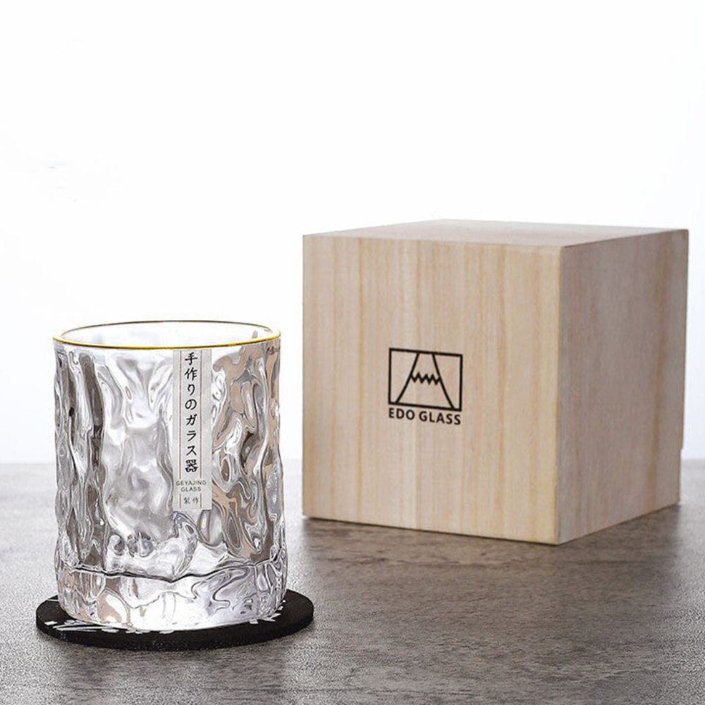 Elegante Whiskey Glazen Set met Geometrisch Ontwerp en Houten Geschenkdoos 3