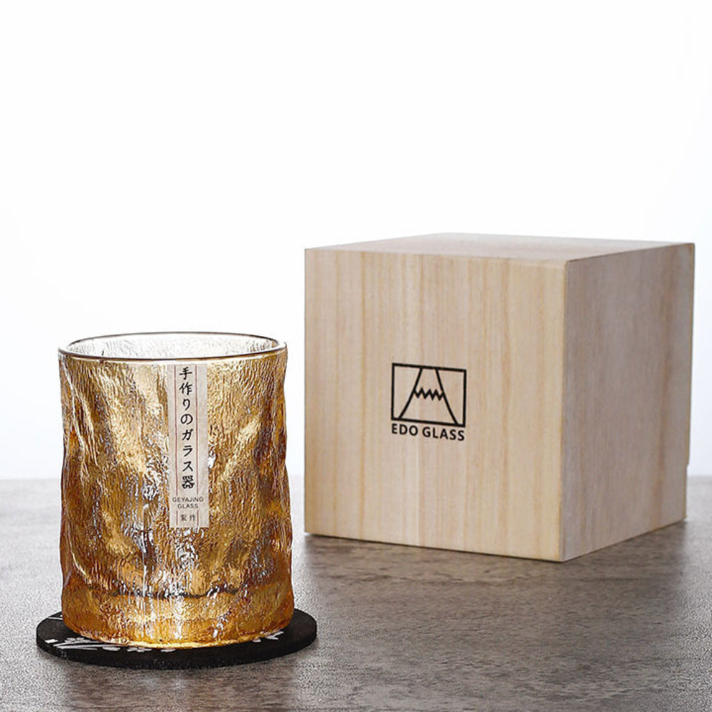 Elegante Whiskey Glazen Set met Geometrisch Ontwerp en Houten Geschenkdoos 4