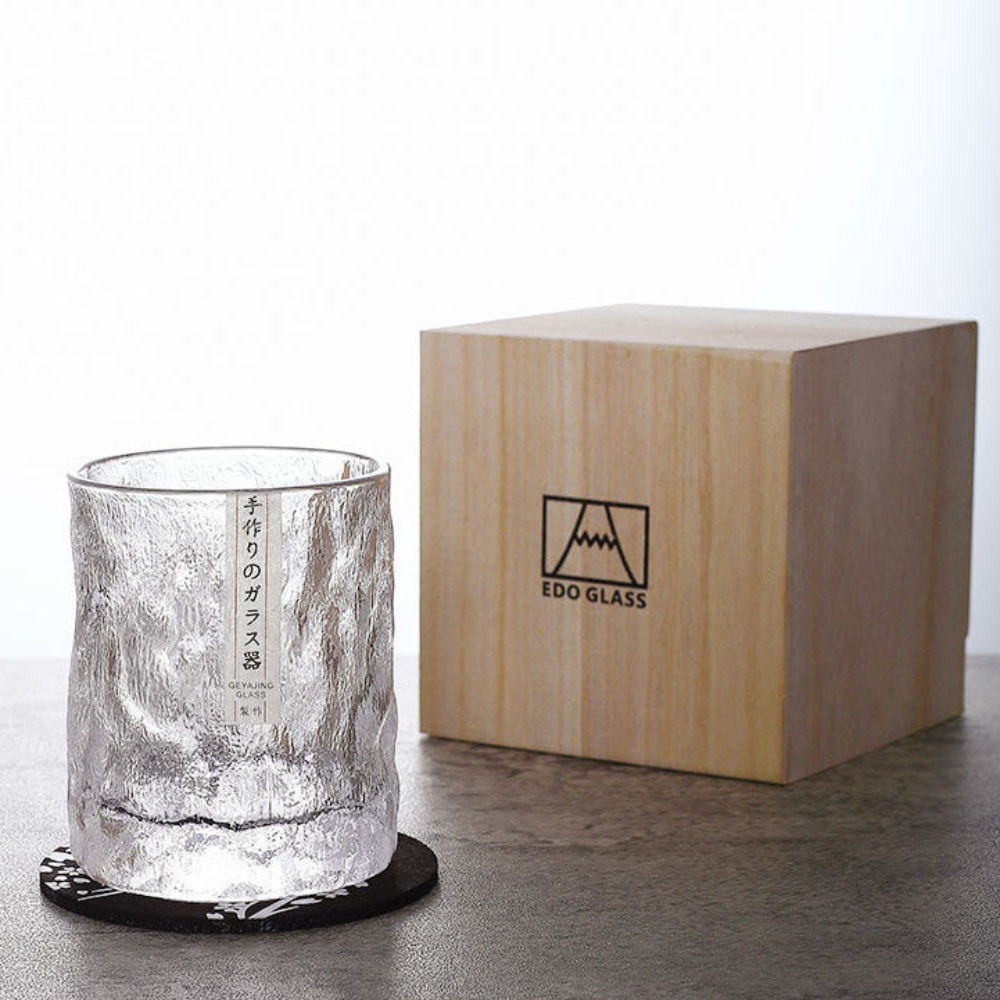 Elegante Whiskey Glazen Set met Geometrisch Ontwerp en Houten Geschenkdoos 6