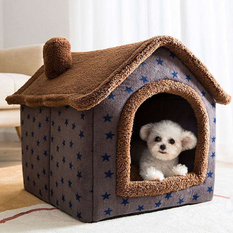Fluffy Dierenhuisje voor Honden en Katten – Warm Cozy Slaapplek tot 4 kg, Zachte Stof, Anti-slip 0