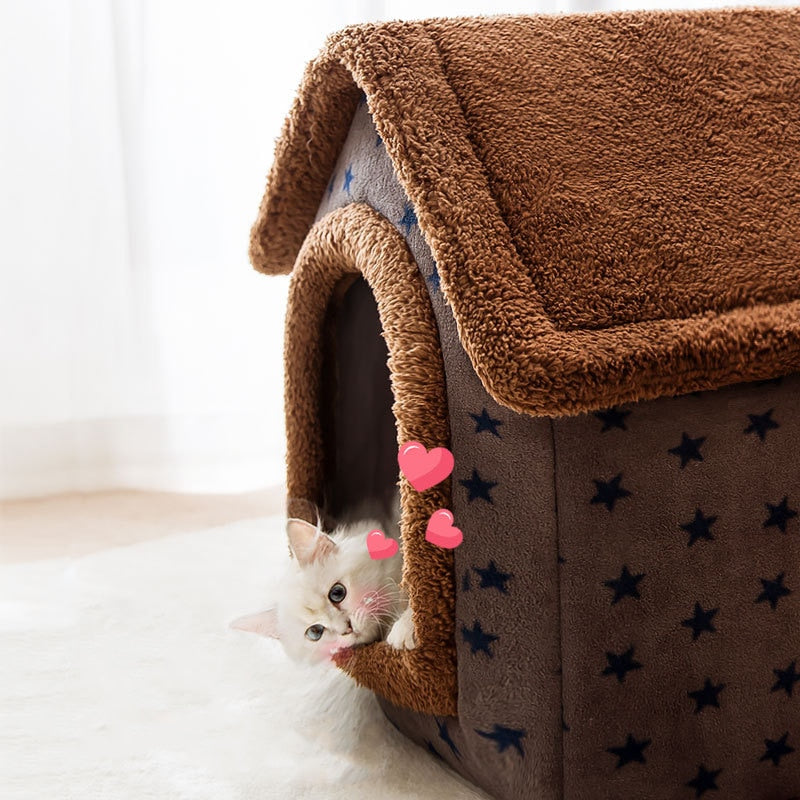 Fluffy Dierenhuisje voor Honden en Katten – Warm Cozy Slaapplek tot 4 kg, Zachte Stof, Anti-slip 2