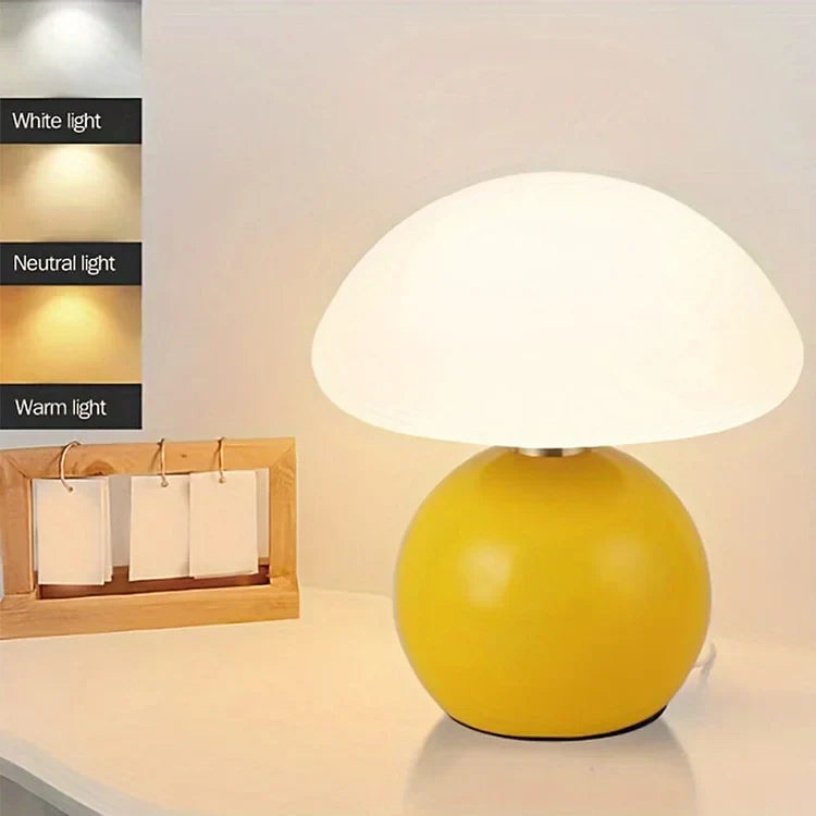 Franse Crème Paddenstoellamp – Bauhaus Ontwerp voor Binnenverlichting, 30 cm Hoog 7