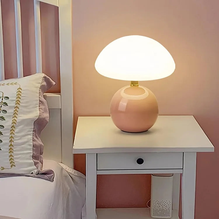 Franse Crème Paddenstoellamp – Bauhaus Ontwerp voor Binnenverlichting, 30 cm Hoog 8