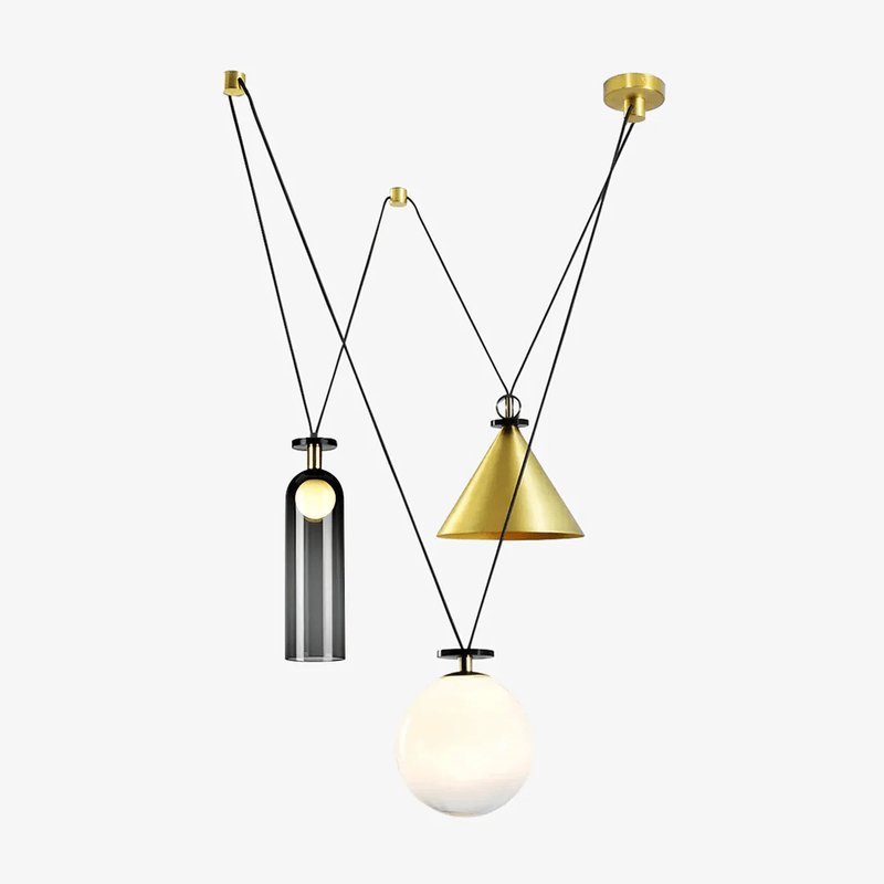 Industriele Eettafel Hanglamp met Geometrisch Design H: 60cm x H 120cm