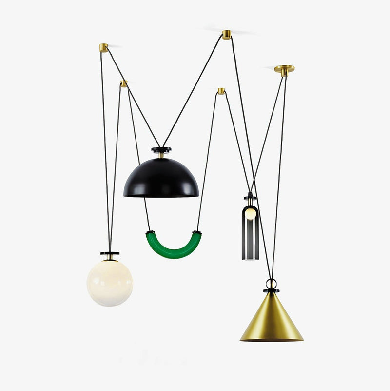 Industriele Eettafel Hanglamp met Geometrisch Design G Zwart: 110cm x H 150cm