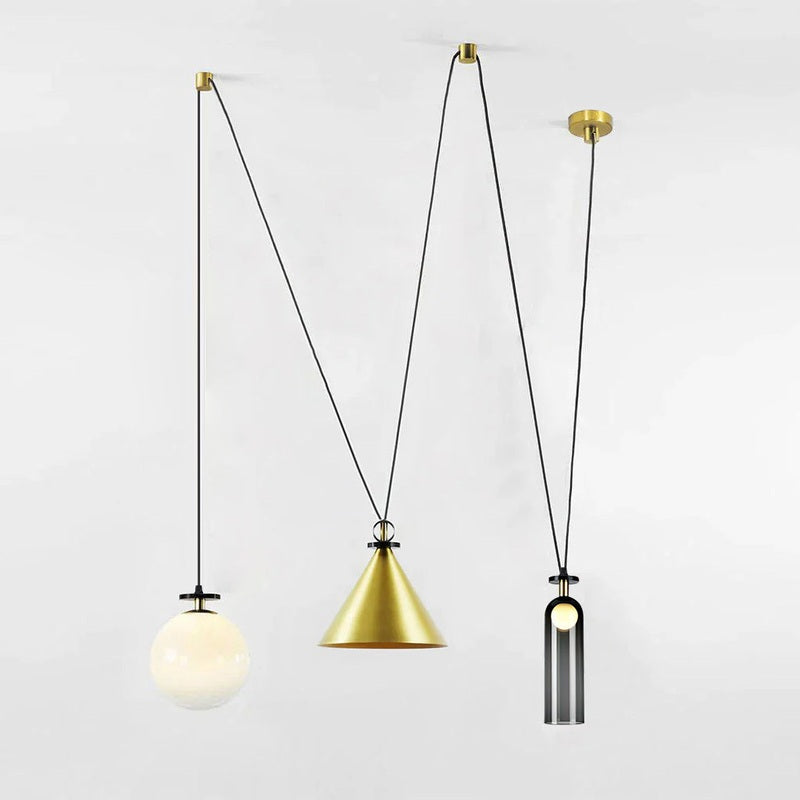 Industriele Eettafel Hanglamp met Geometrisch Design K 60cm x H 150cm