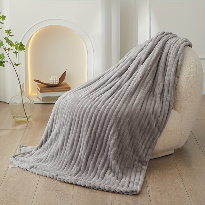 Gestreepte Fleece Deken van 100% Polyester voor Warmte en Comfort 1