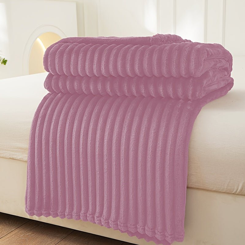 Gestreepte Fleece Deken van 100% Polyester voor Warmte en Comfort 10