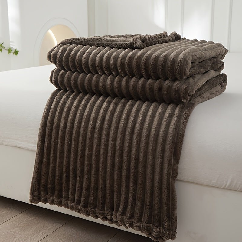 Gestreepte Fleece Deken van 100% Polyester voor Warmte en Comfort 11