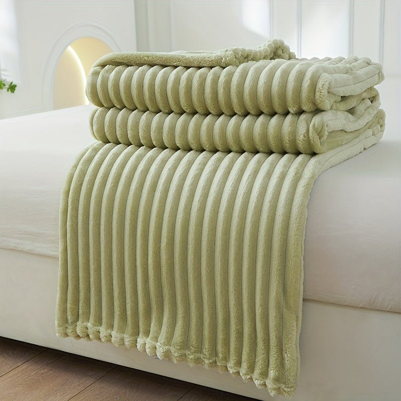 Gestreepte Fleece Deken van 100% Polyester voor Warmte en Comfort 12