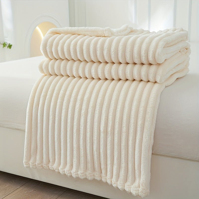 Gestreepte Fleece Deken van 100% Polyester voor Warmte en Comfort 13
