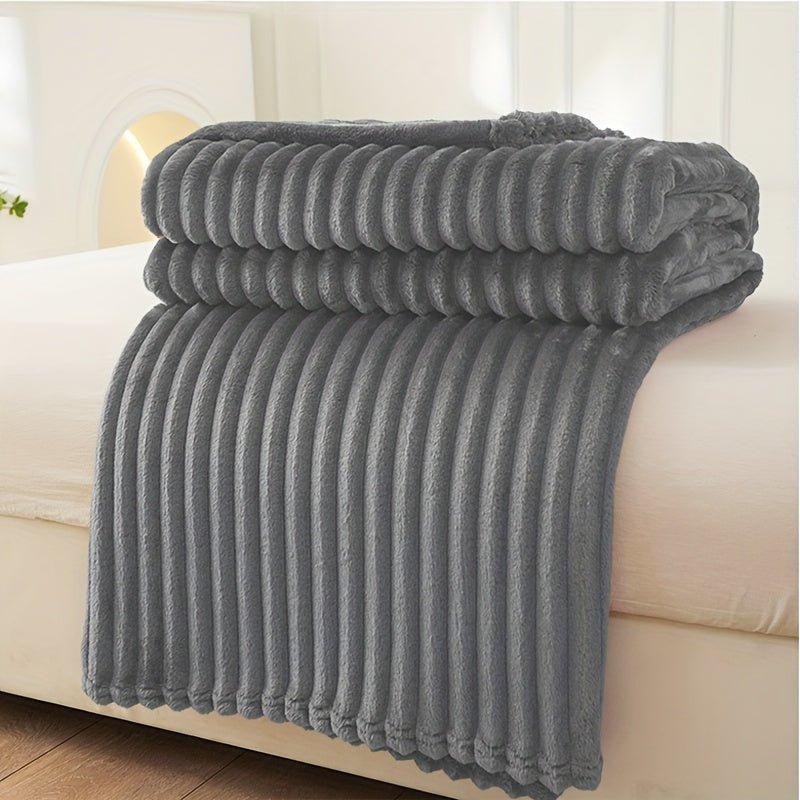 Gestreepte Fleece Deken van 100% Polyester voor Warmte en Comfort 15