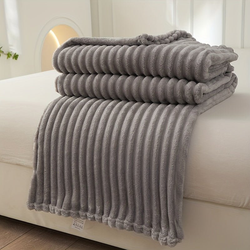 Gestreepte Fleece Deken van 100% Polyester voor Warmte en Comfort 3