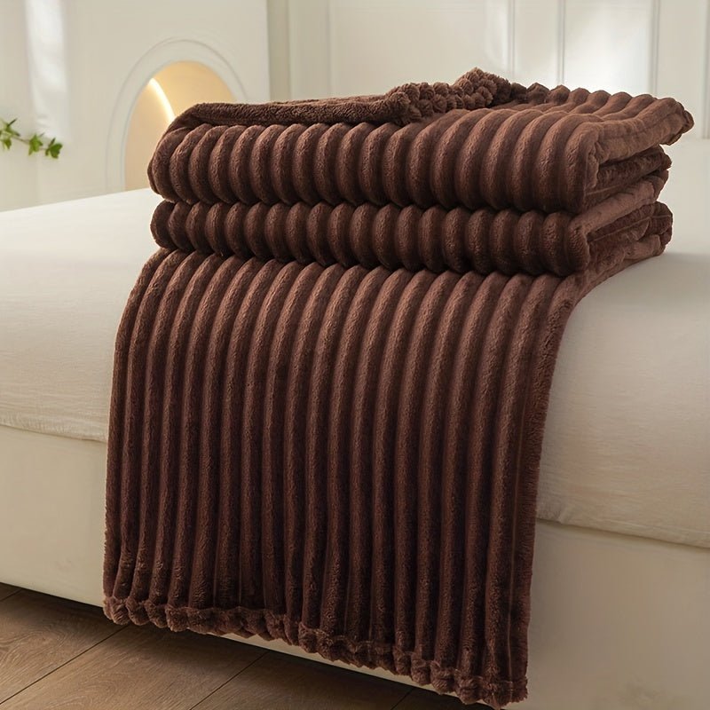 Gestreepte Fleece Deken van 100% Polyester voor Warmte en Comfort 5