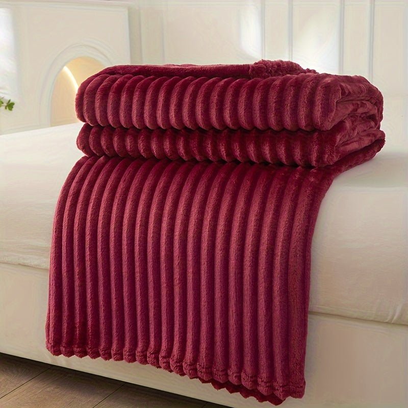 Gestreepte Fleece Deken van 100% Polyester voor Warmte en Comfort 6