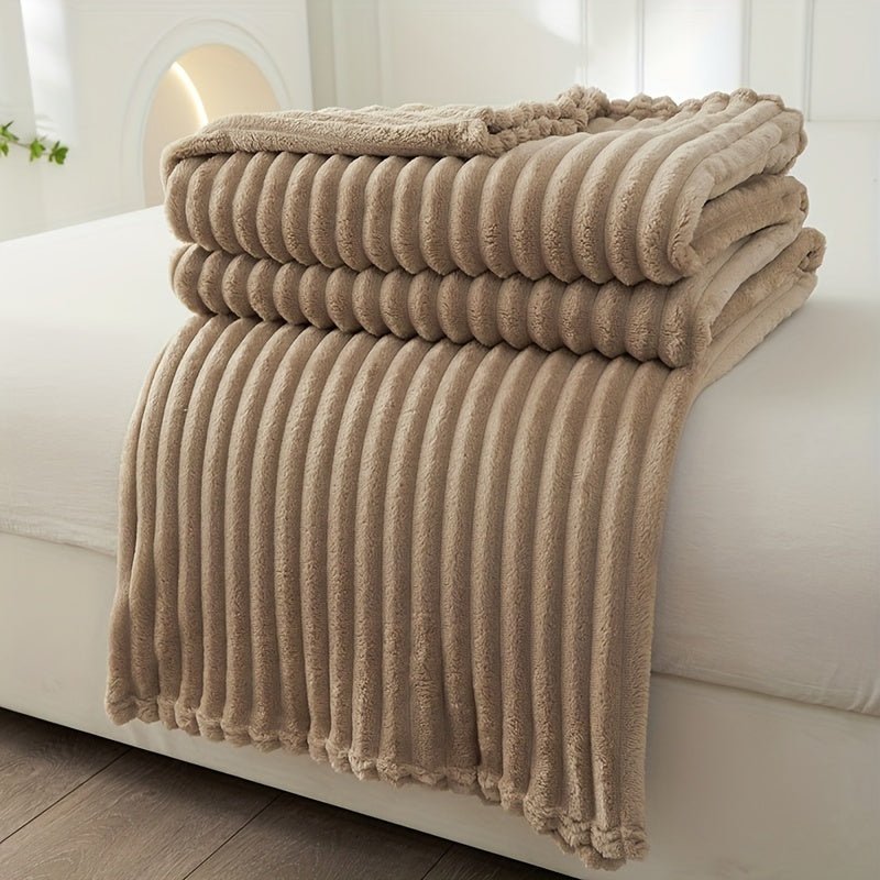 Gestreepte Fleece Deken van 100% Polyester voor Warmte en Comfort 8