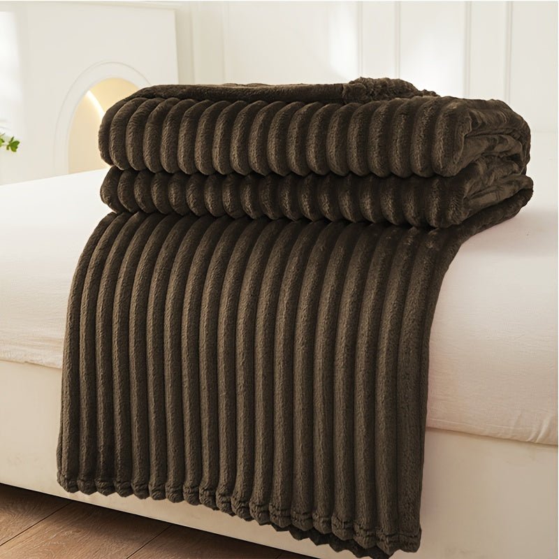 Gestreepte Fleece Deken van 100% Polyester voor Warmte en Comfort 9