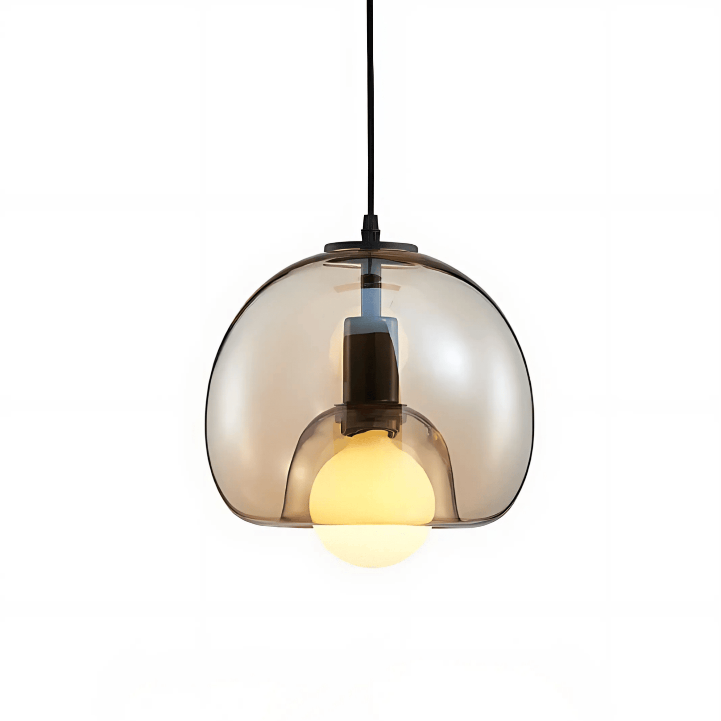 Handgeblazen Glazen Hanglamp voor Eettafel – Clyde Collectie in Rookgrijs, Helder en Amber 6