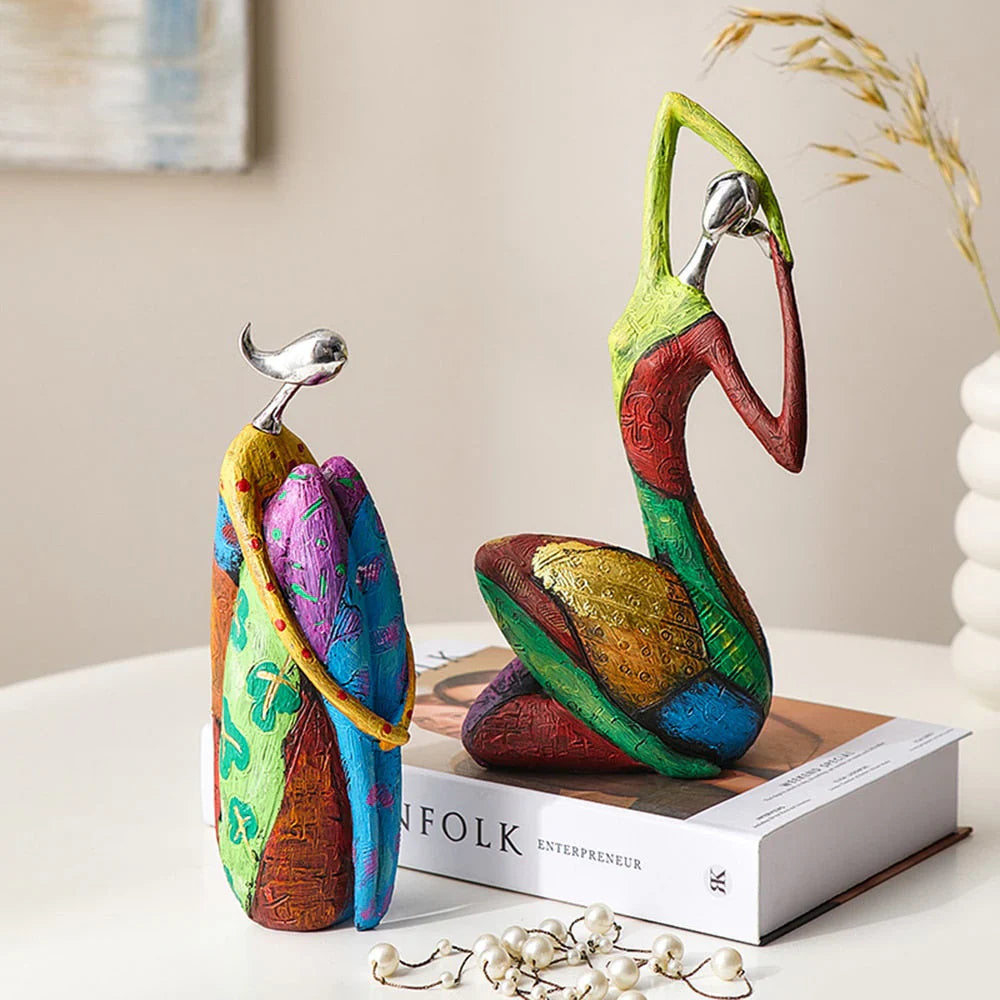 Handgemaakt Abstract Vrouwenbeeldje – Kleurrijk Modern Kunstwerk voor Woonkamer en Kantoor 4