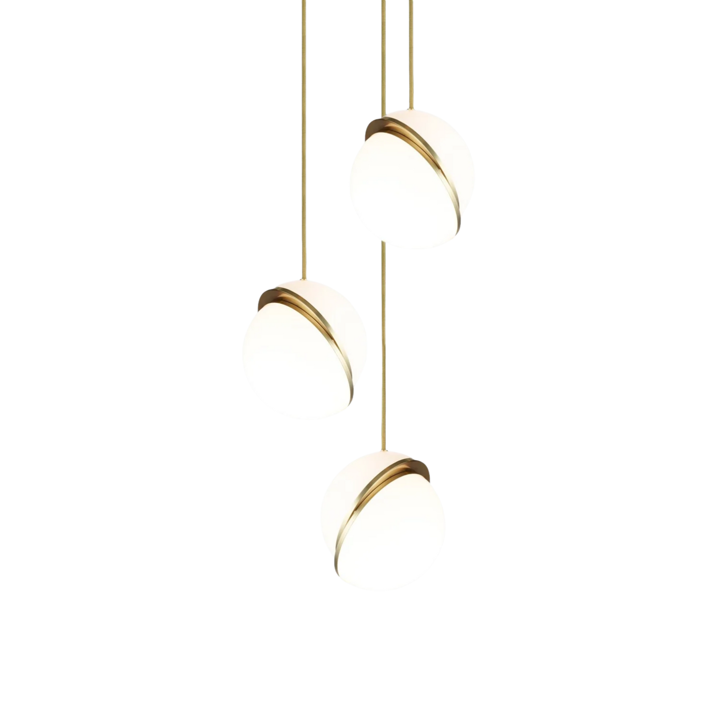 Bol Hanglamp met Gouden Accenten – Moderne Woonkamer Lamp 3 keer Ø30cm