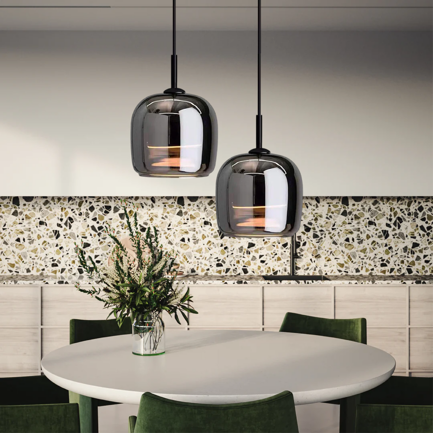 Hanglamp Zwart van Glas voor Eettafel – Elegante Woonkamer Lamp met Moderne Stijl 2