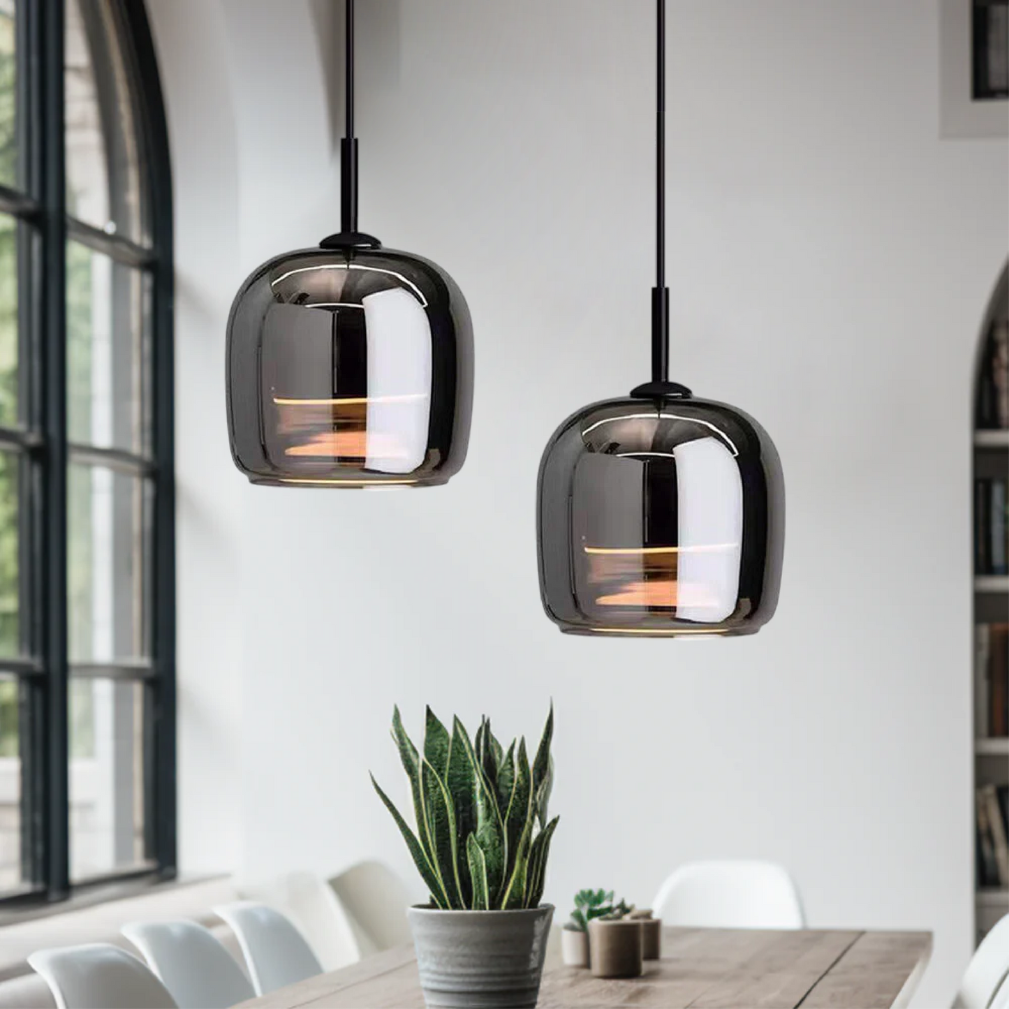 Hanglamp Zwart van Glas voor Eettafel – Elegante Woonkamer Lamp met Moderne Stijl 4