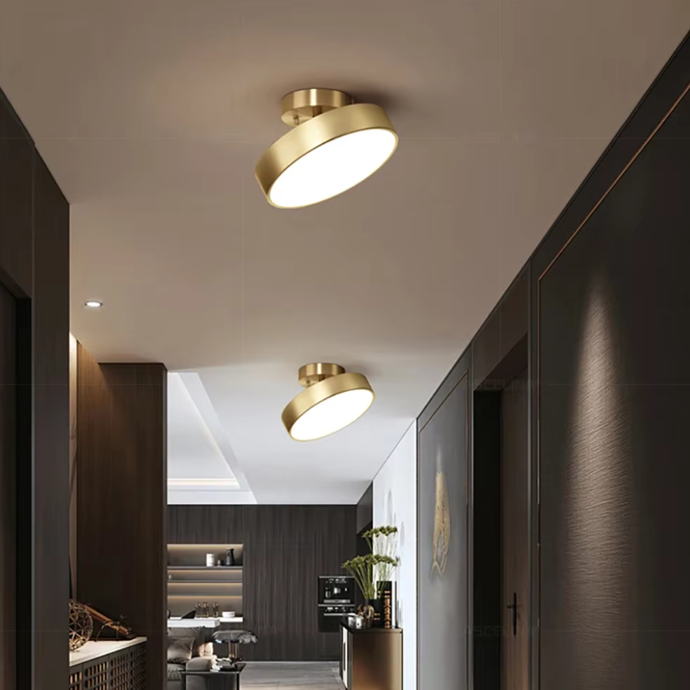 Verstelbare Ronde Plafondlamp van Goudkleurig Metaal