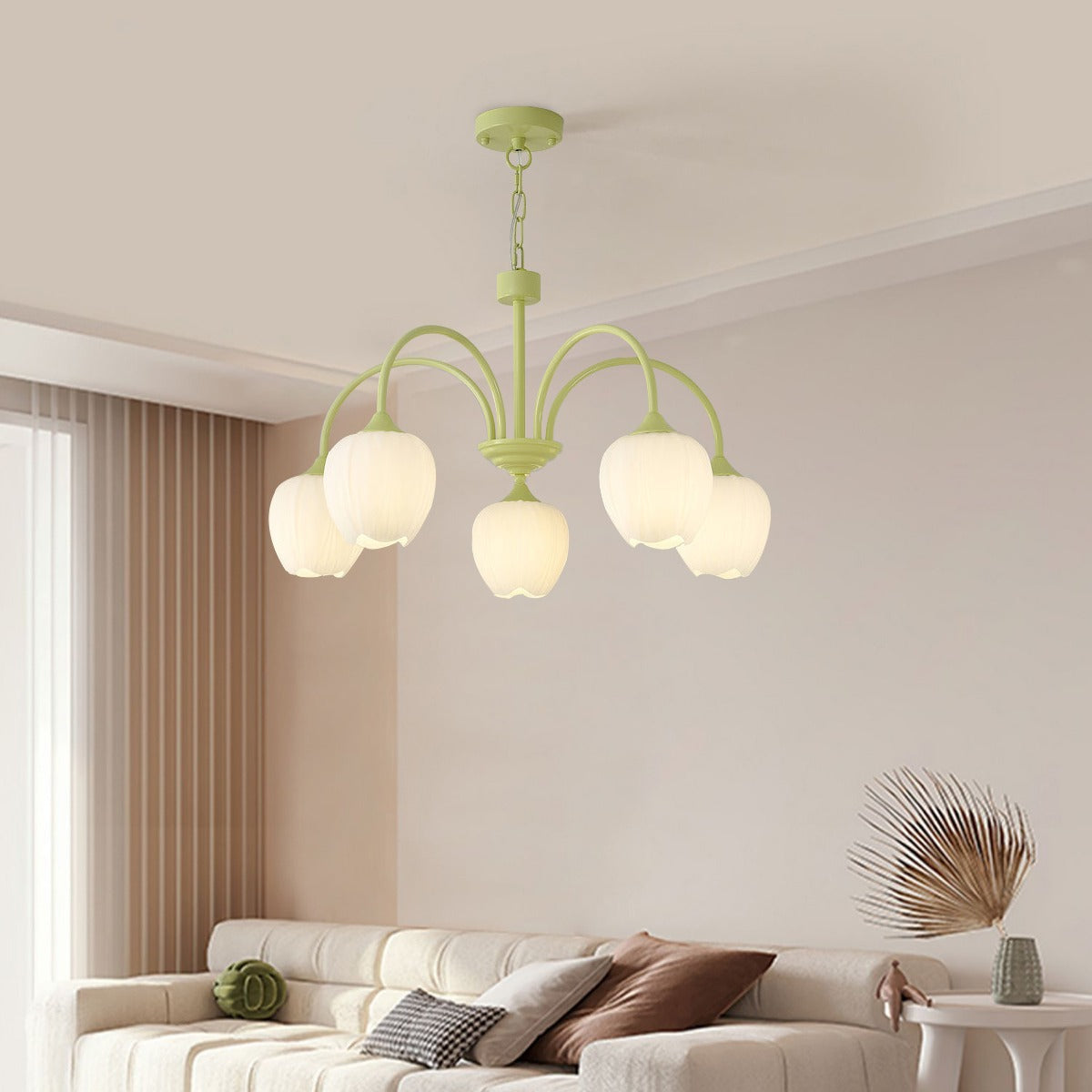 Hanglamp met Tulpenvormige Glazen Schalen en Vintage Metalen Frame voor Eettafel en Woonkamer 4