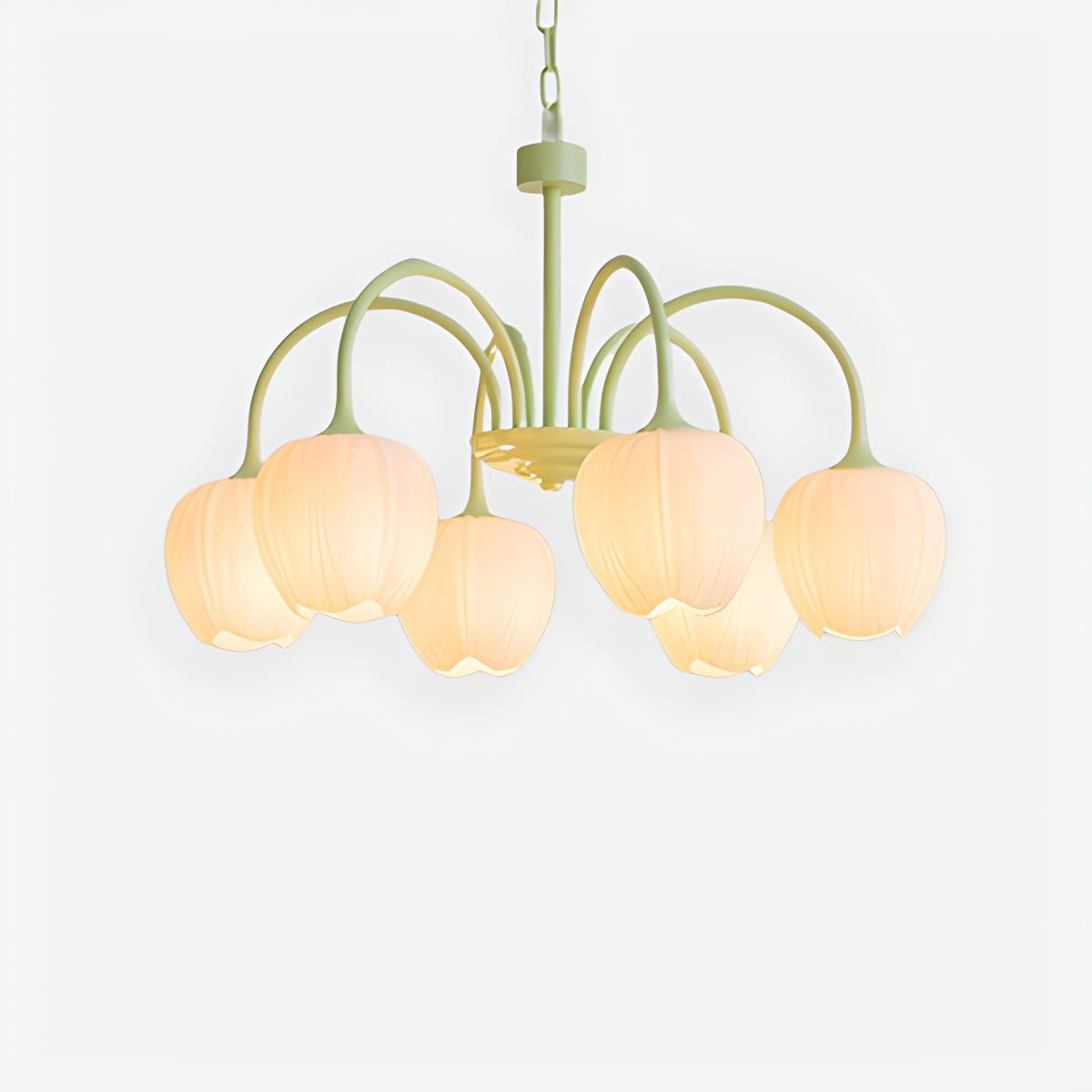 Hanglamp met Tulpenvormige Glazen Schalen en Vintage Metalen Frame voor Eettafel en Woonkamer 8