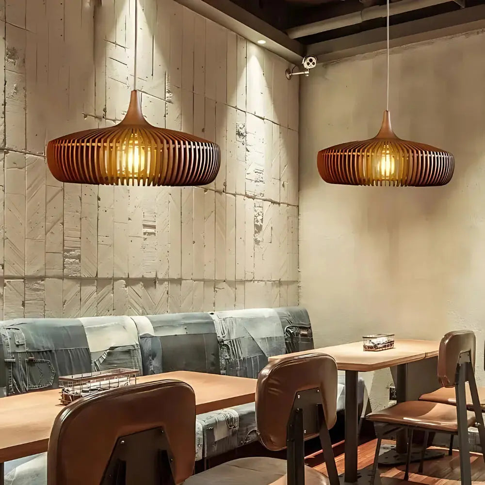 Hanglamp van Massief Hout met Japandi Design voor Eettafel en Woonkamer 3