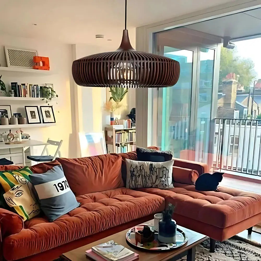Hanglamp van Massief Hout met Japandi Design voor Eettafel en Woonkamer 4