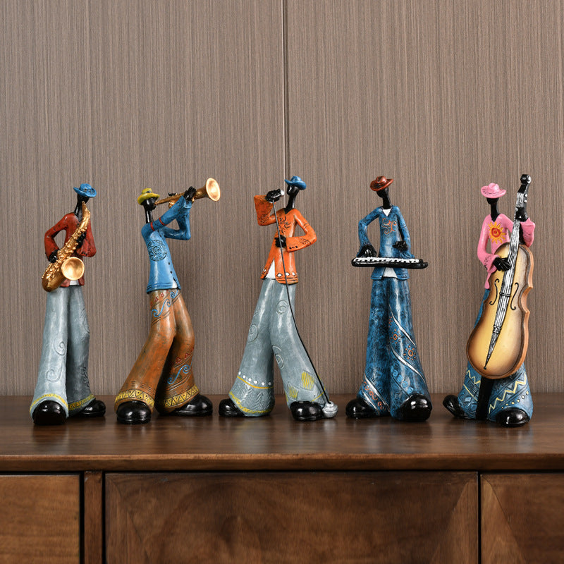 Hars Beeldje van Jazz Band met Vintage Charme en Gedetailleerd Ontwerp 1