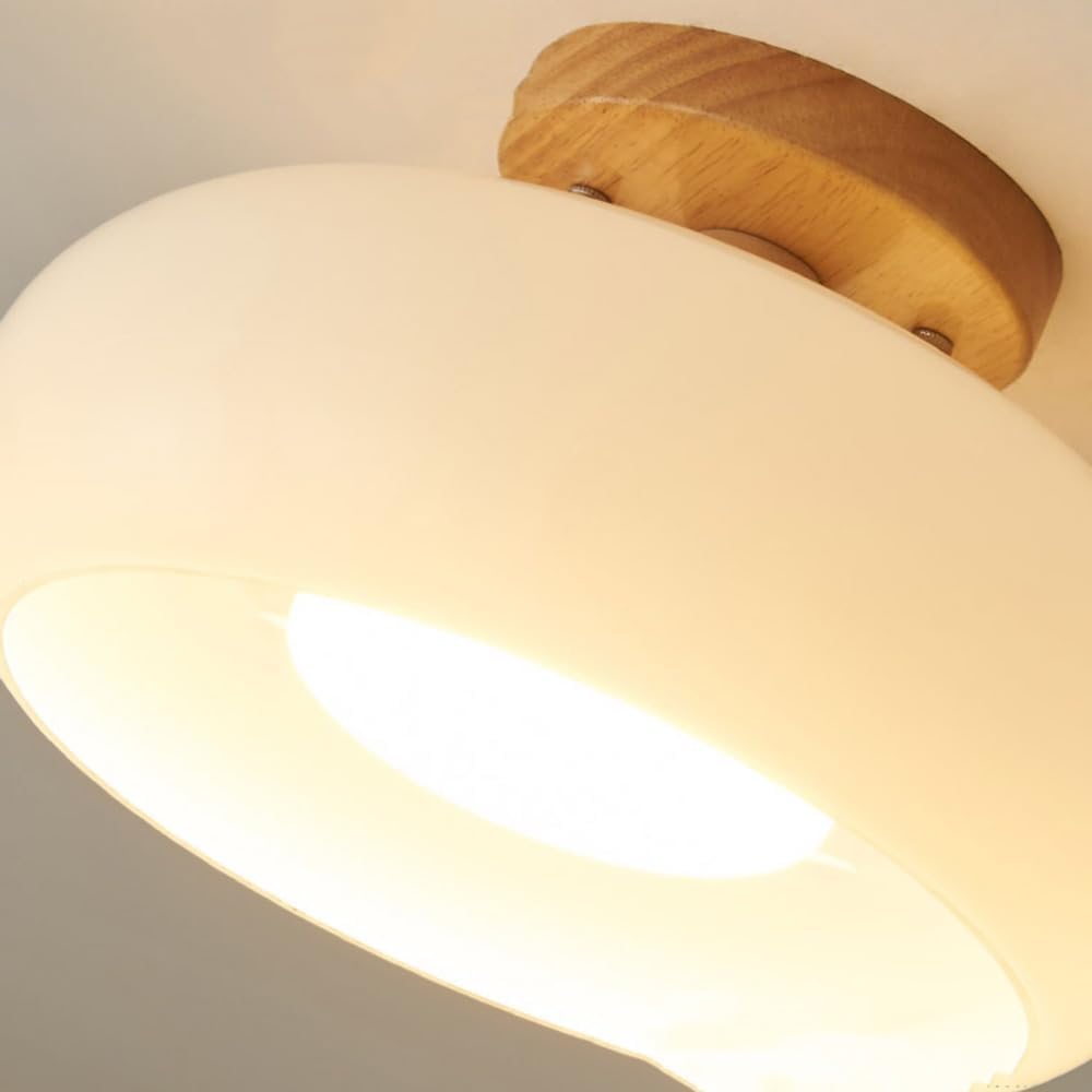 Hedendaags LED Plafondlicht met Hout en Glas – Verstelbare Kleurtemperatuur voor Woonkamer en Slaapkamer 4