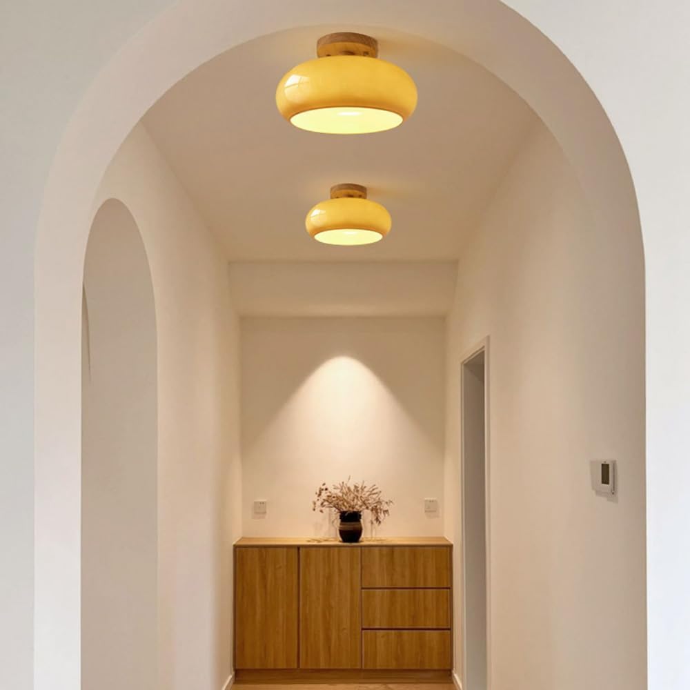 Hedendaags LED Plafondlicht met Hout en Glas – Verstelbare Kleurtemperatuur voor Woonkamer en Slaapkamer 6
