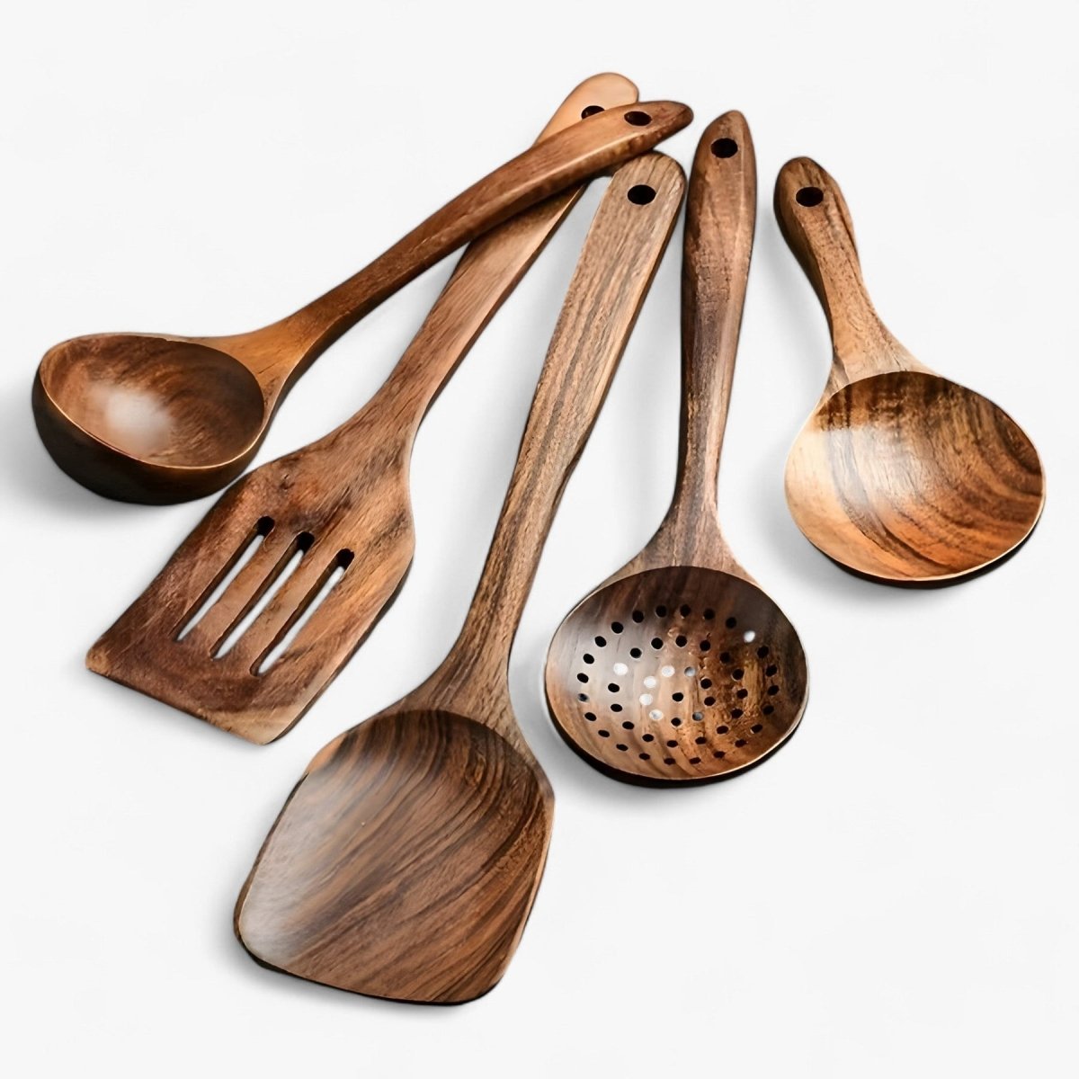 Houten Keukengerei Set van 11 Delen met Hittebestendig en Duurzaam Ontwerp