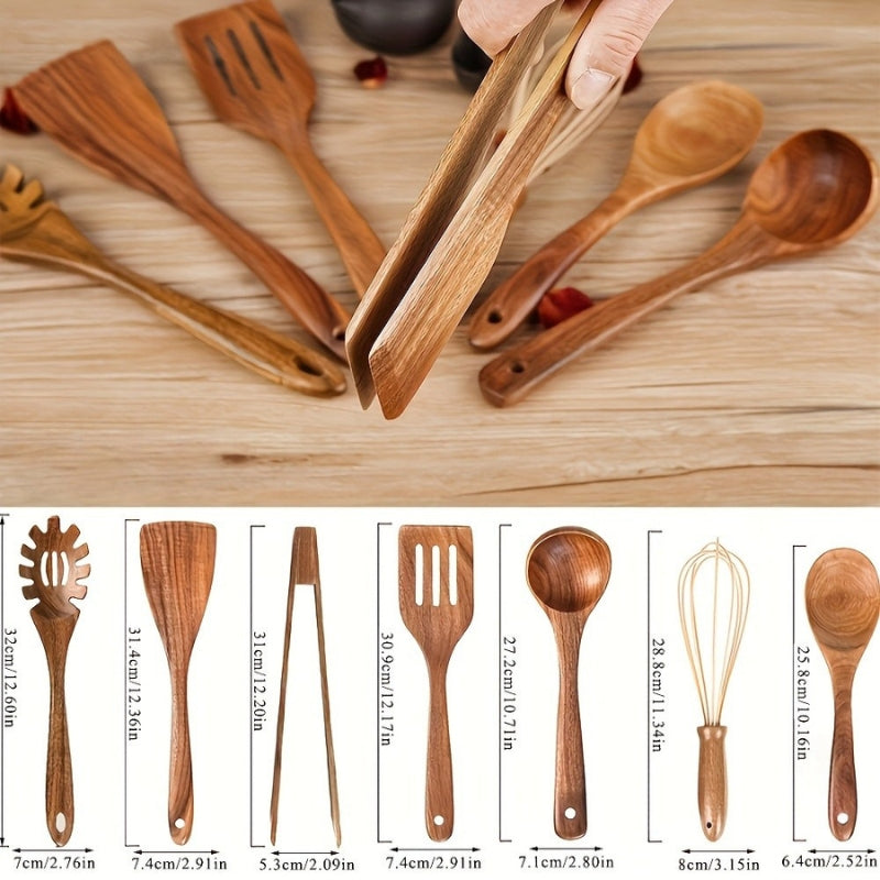 Houten Keukengerei Set van 7 Stukken – Duurzaam Keukengereedschap met Ergonomische Handgrepen 1