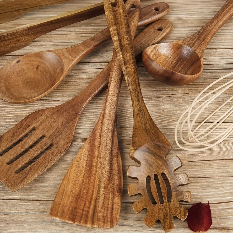 Houten Keukengerei Set van 7 Stukken – Duurzaam Keukengereedschap met Ergonomische Handgrepen 2