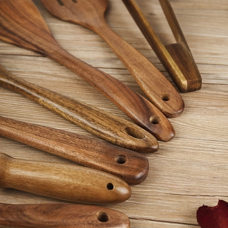 Houten Keukengerei Set van 7 Stukken – Duurzaam Keukengereedschap met Ergonomische Handgrepen 4