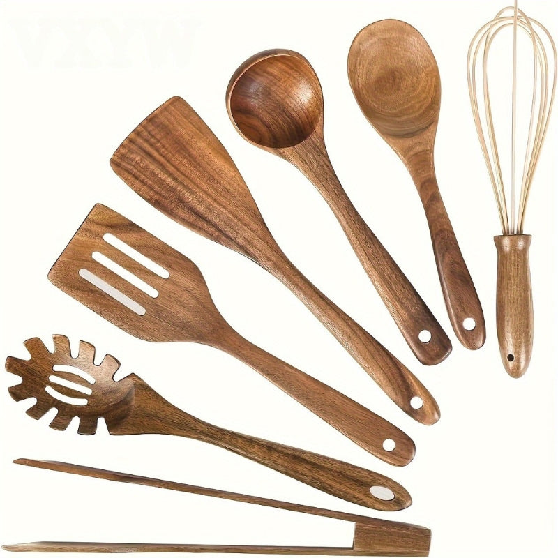 Houten Keukengerei Set van 7 Stukken – Duurzaam Keukengereedschap met Ergonomische Handgrepen 6