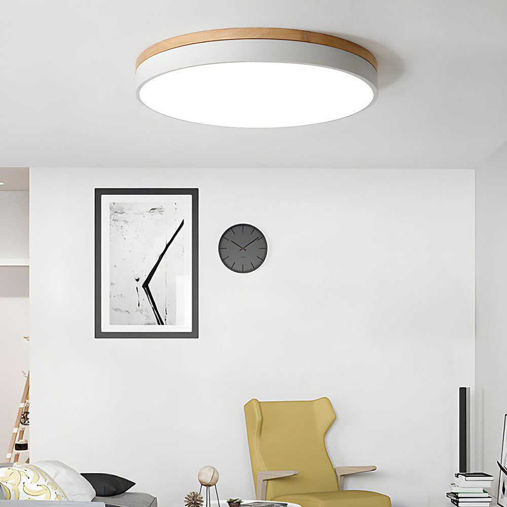 Houten Ronde Plafondlamp met LED Wit 40cm*6cm (30W)