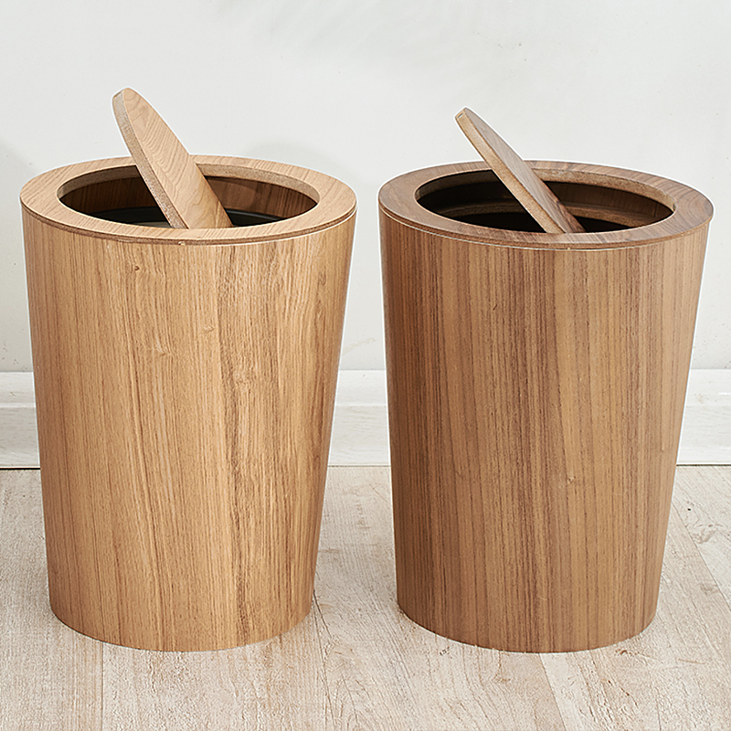 Houten Vezelafvalbak met Deksel – 9 Liter Capaciteit in Eiken of Walnoot 1