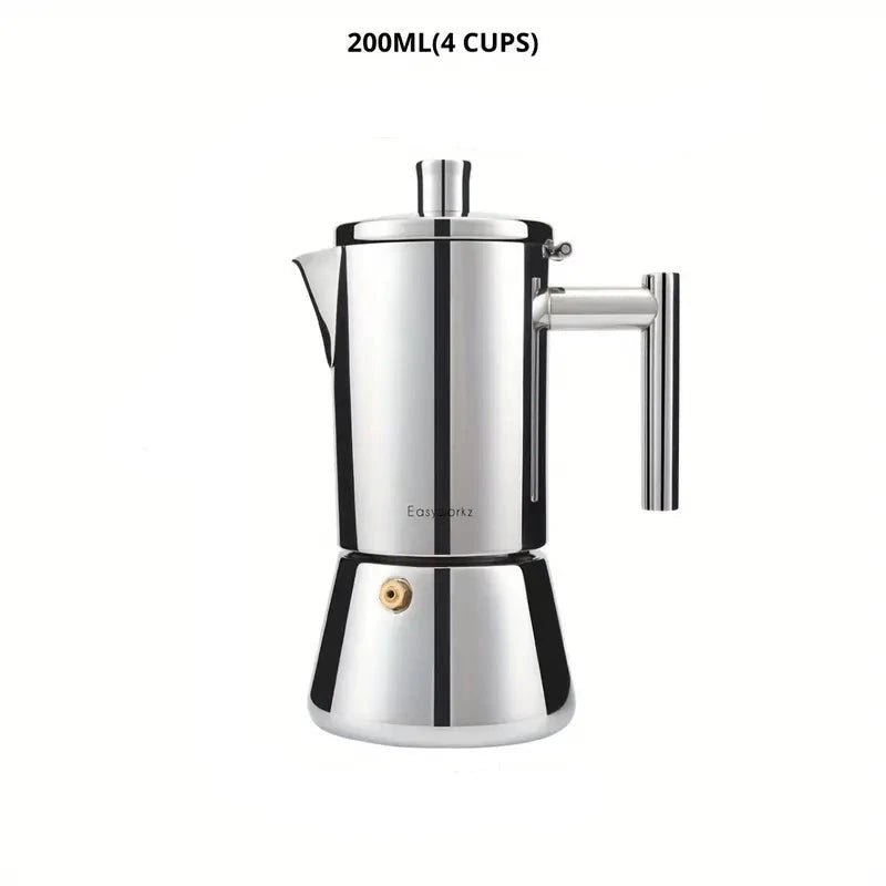 Italiaanse Moka Pot van Roestvrij Staal met Hittebestendig Ontwerp en Vaatwasmachinebestendig 0