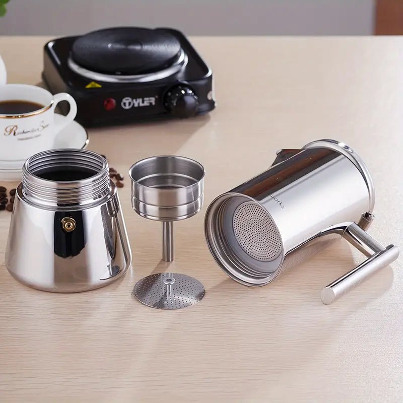 Italiaanse Moka Pot van Roestvrij Staal met Hittebestendig Ontwerp en Vaatwasmachinebestendig 2