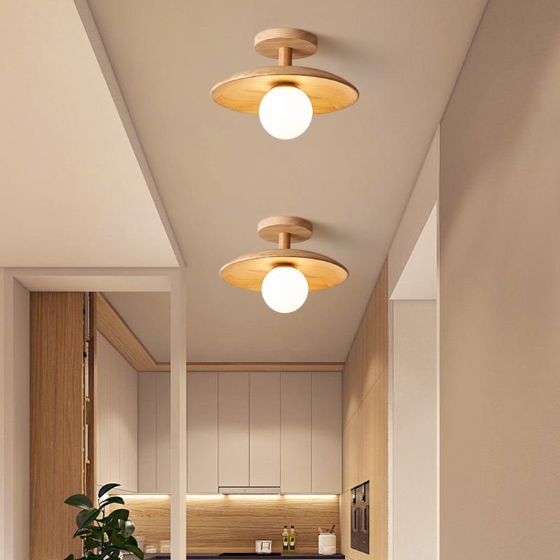 Japanse Plafondlamp van Hout en IJzer met LED Lichtbron – Elegante Plafonniere voor Binnenverlichting 3