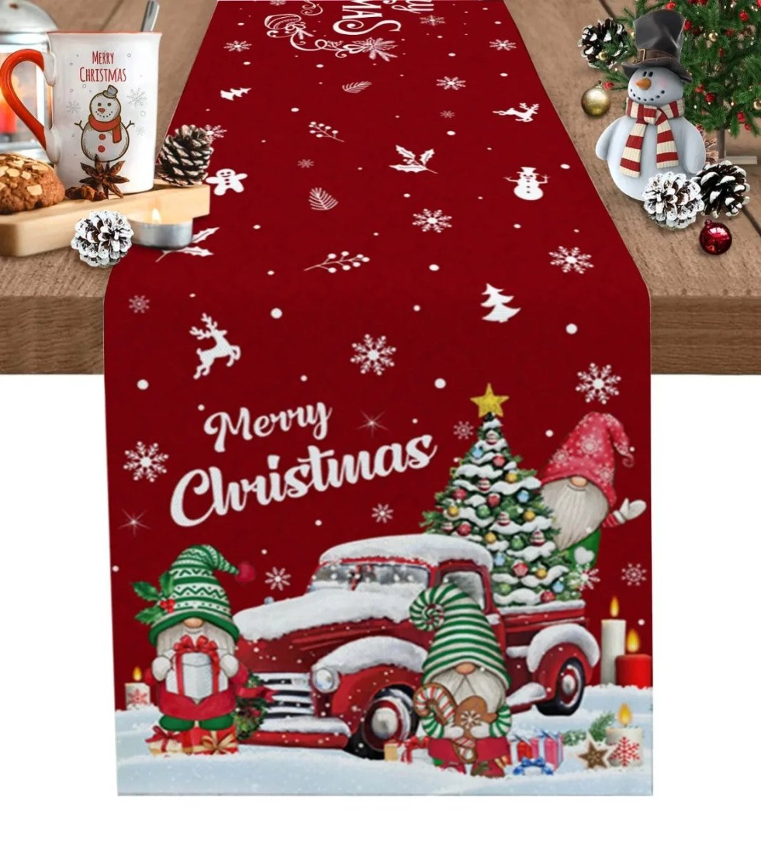 Kersttafelloper van 100% Linnen met Vrolijke Prints voor Feestelijke Gelegenheden 11