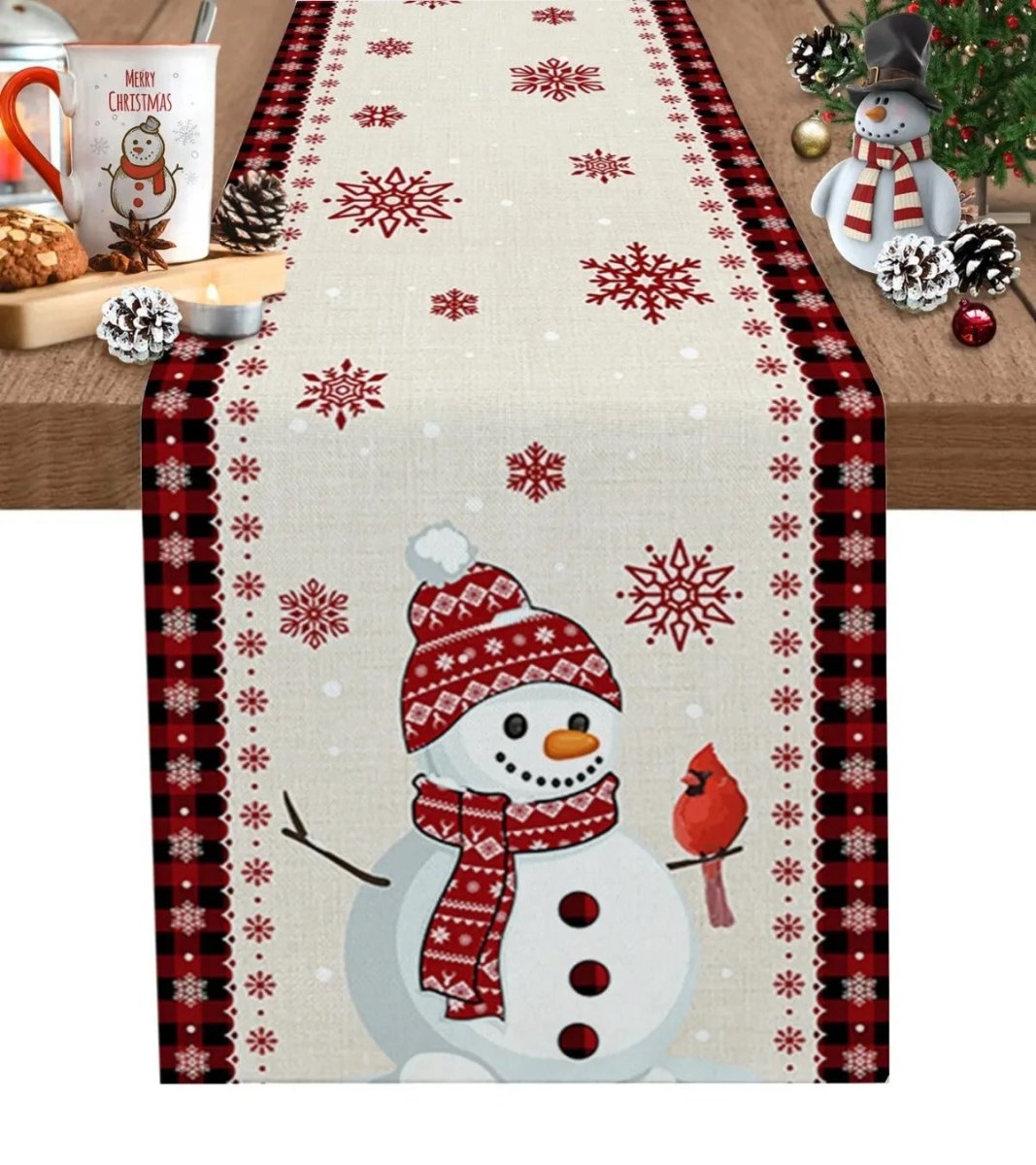 Kersttafelloper van 100% Linnen met Vrolijke Prints voor Feestelijke Gelegenheden 13