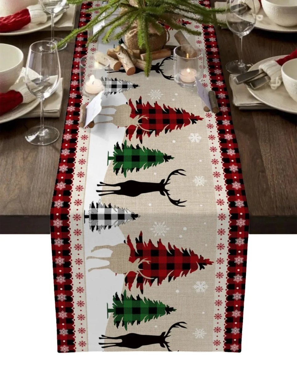Kersttafelloper van 100% Linnen met Vrolijke Prints voor Feestelijke Gelegenheden 14