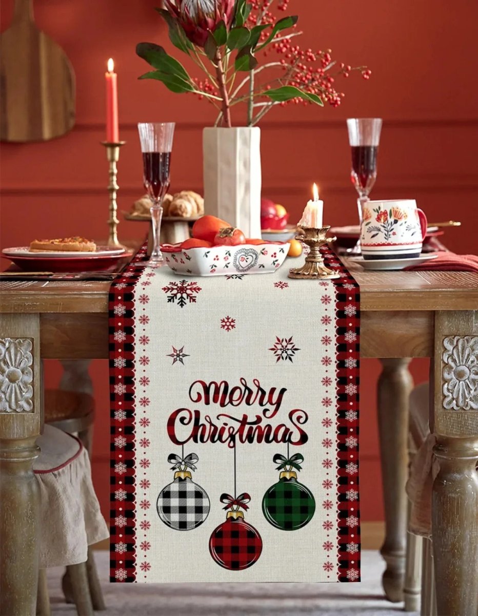Kersttafelloper van 100% Linnen met Vrolijke Prints voor Feestelijke Gelegenheden 4