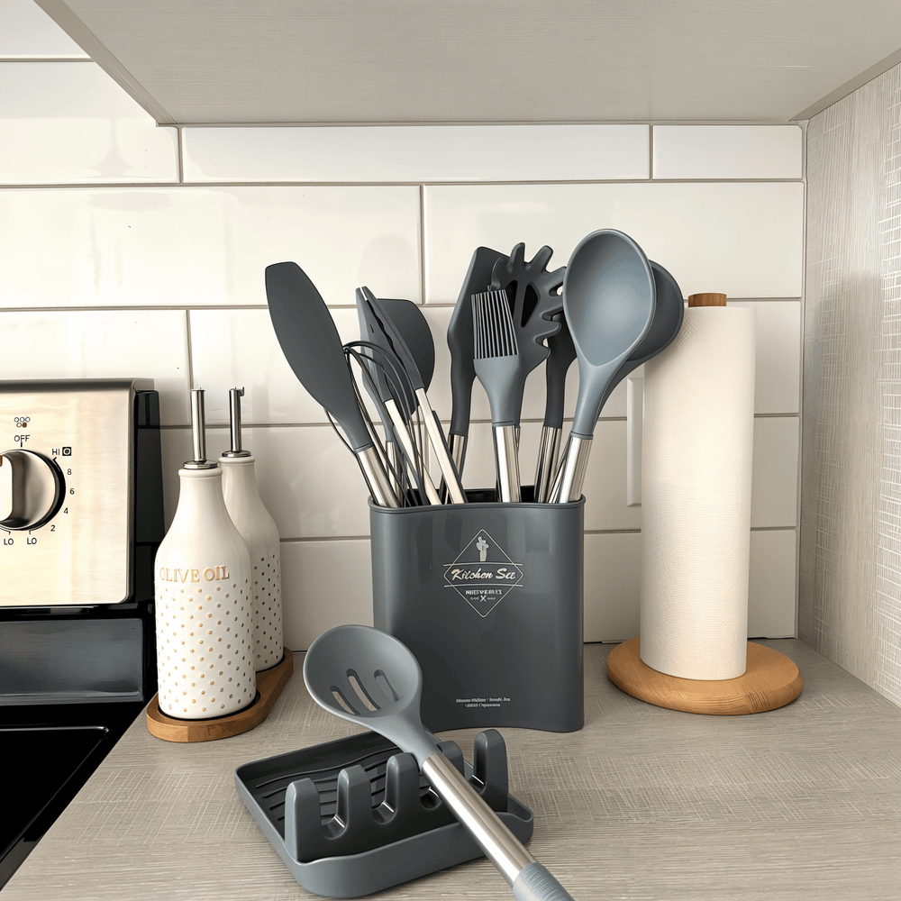 Keukenhulpmiddelen Set van 12 Delen – Voedselveilige Silicone met RVS Handvatten voor Koken en Bakken 2