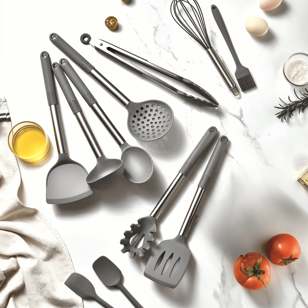 Keukenhulpmiddelen Set van 12 Delen – Voedselveilige Silicone met RVS Handvatten voor Koken en Bakken 3